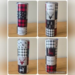 Plaid and Deer Patterned 20oz Tumbler